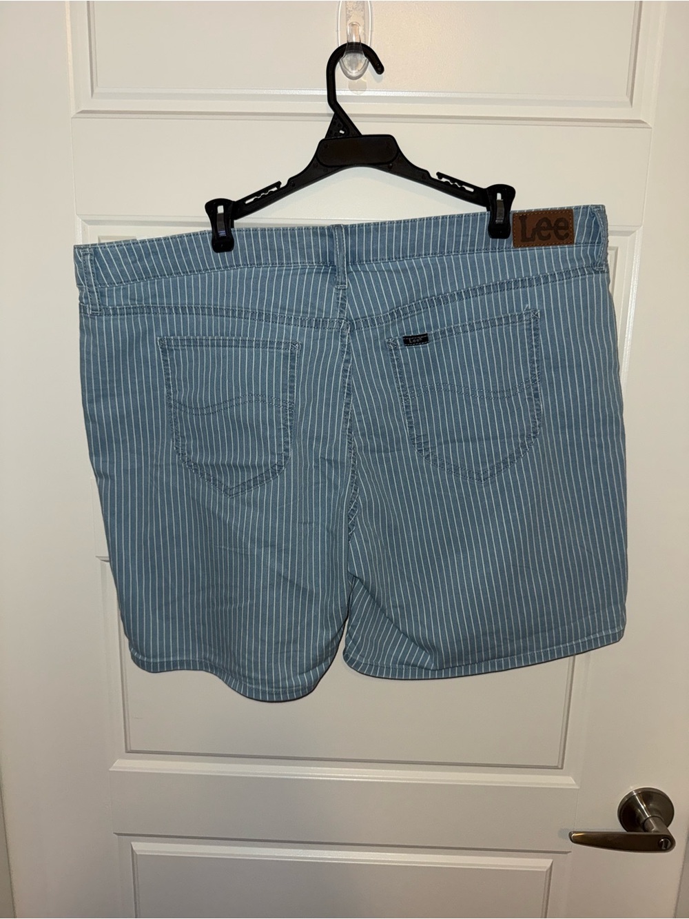 Lee Light Blue Pinstripe Mid-Rise Shorts